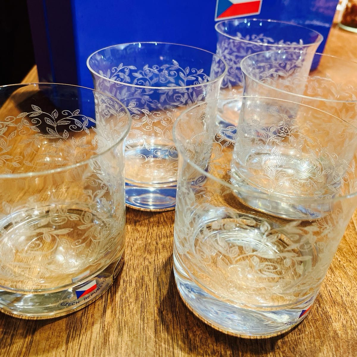 【未使用】ボヘミアグラス　クリスタル製 ロックグラス アルコールグラス　5客