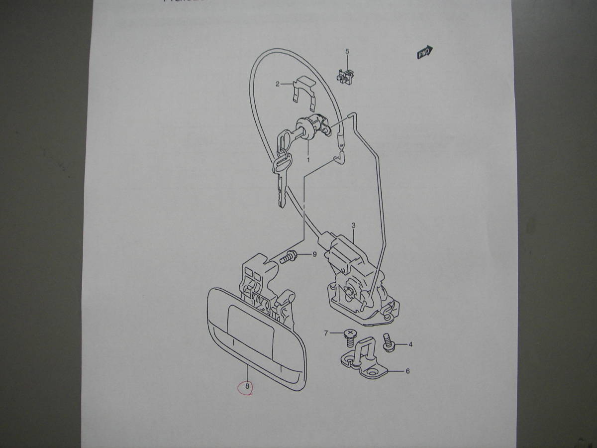 バックドアアウターハンドル 1A22-62-410 00 エブリィ スクラム クリッパー DA17V DG17V DR17V DS17V 90610-4A11A 82850-50T00-5PKの画像3