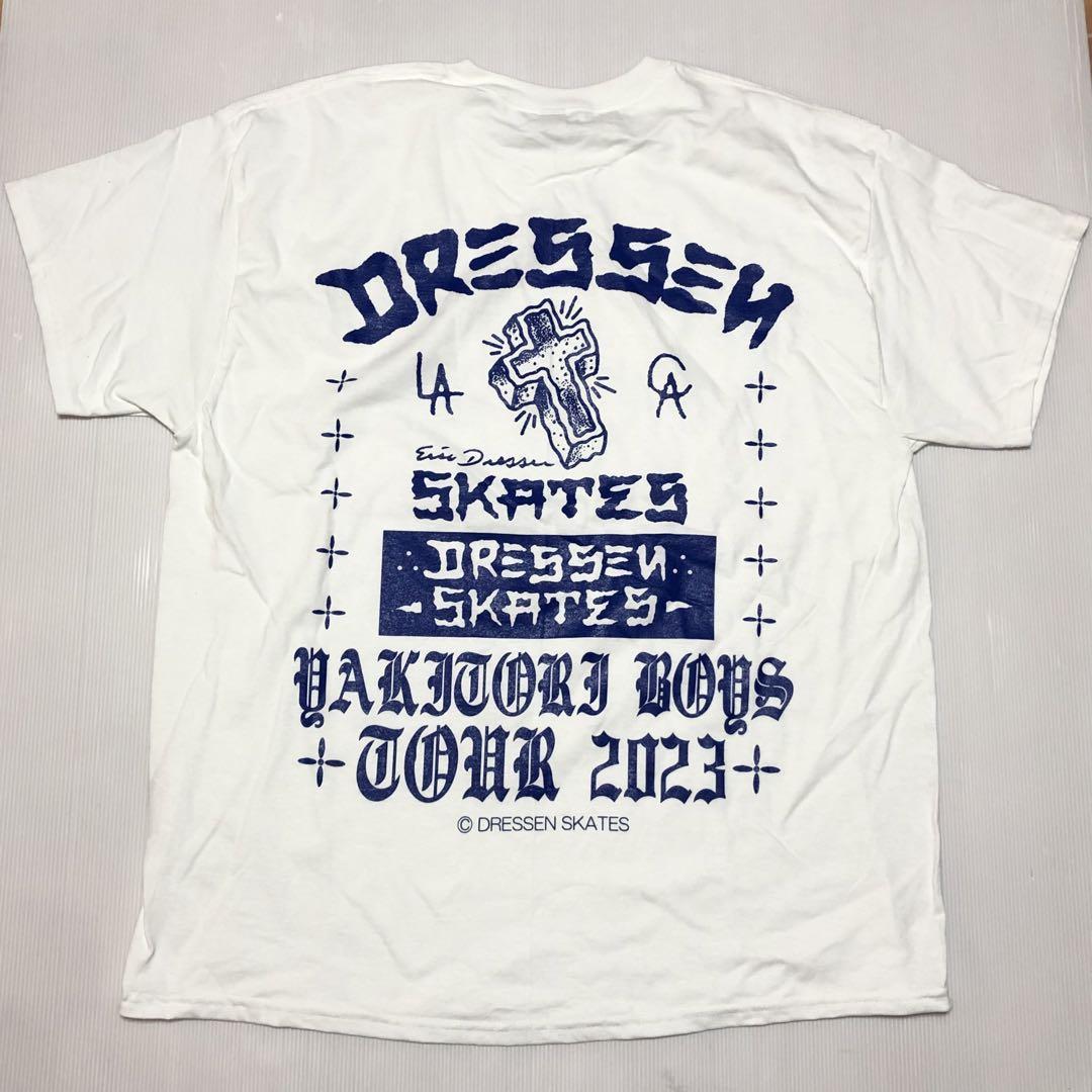 ◎限定品【DRESSEN SKATES】Tシャツ White：XL ツアーT エリックドレッセン Tee ロサンゼルス skater スケート_画像1