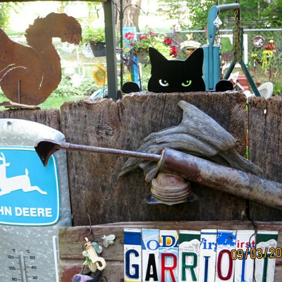 新品 猫 ガーデンオブジェ セット 黒 ガーデン ガーデニング 庭 のぞきみネコ ねこ オブジェ 雑貨 インテリア 装飾 送料無料_画像3
