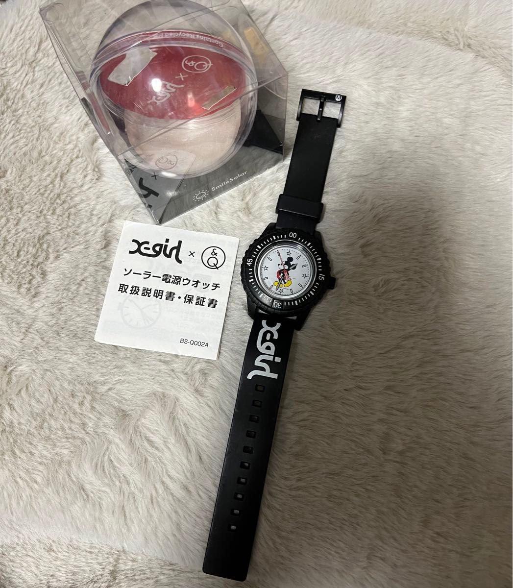ケース、取説付き!ミッキーマウス腕時計 X-girl Q&Q MICKEY DIVER WATCH ソーラー 腕時計 ミッキーマウス