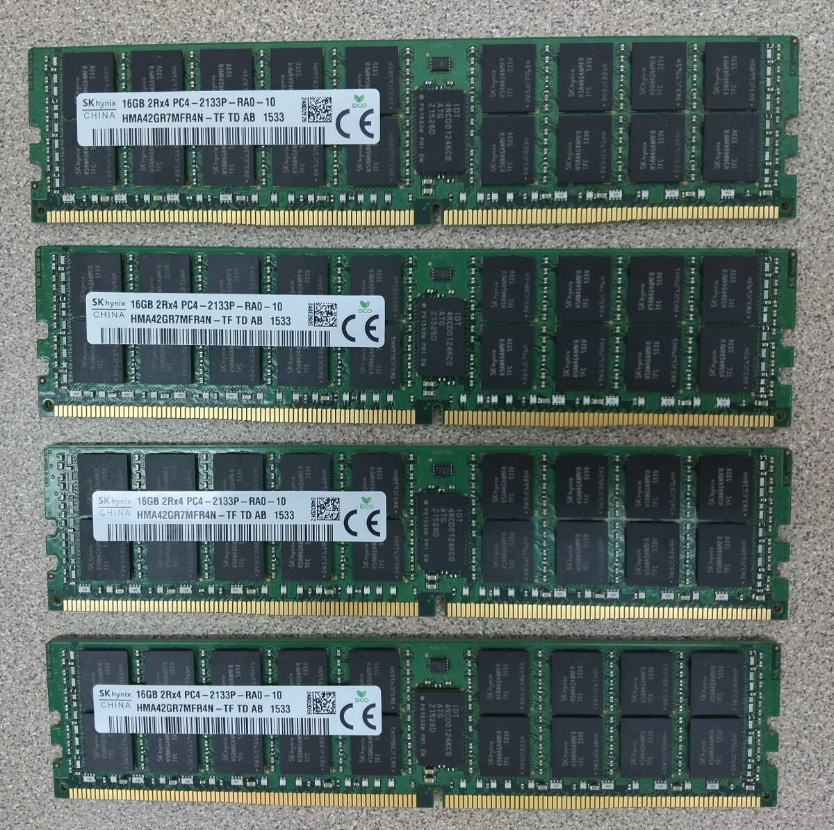 送料無料 メモリ 16GB x4 DDR4 PC4-2133 ECC RDIMM Dell PowerEdge R430 R530 R630 R730 Precision R7910 T5810 HMA42GR7MFR4N PC4-17000_画像1
