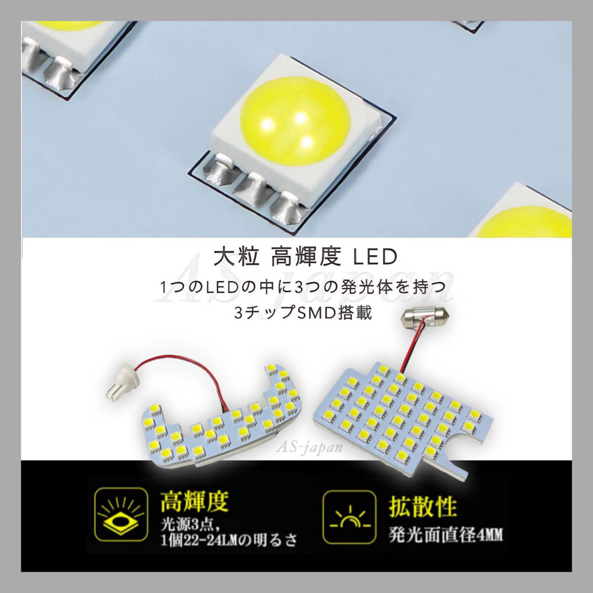 ダイハツ ハイゼット カーゴ クルーズ S320V S321V S330V S331V 専用設計 LEDルームランプ 高輝度 SMD 純白光 6000K_画像7