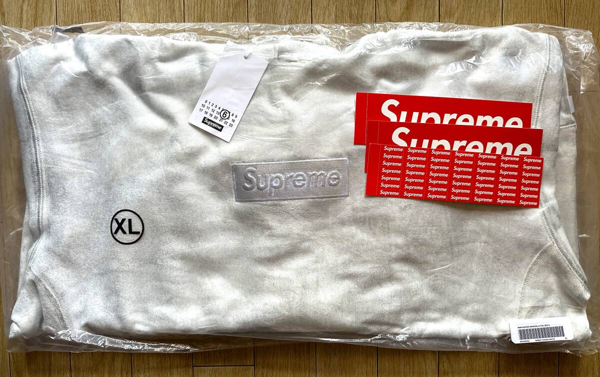 【新品未着用】Supreme MM6 MAISON MARGIELA Foil Box Logo Hooded Sweatshirt White XL 24SS 正規品付属品完備ボックスロゴフーディnike