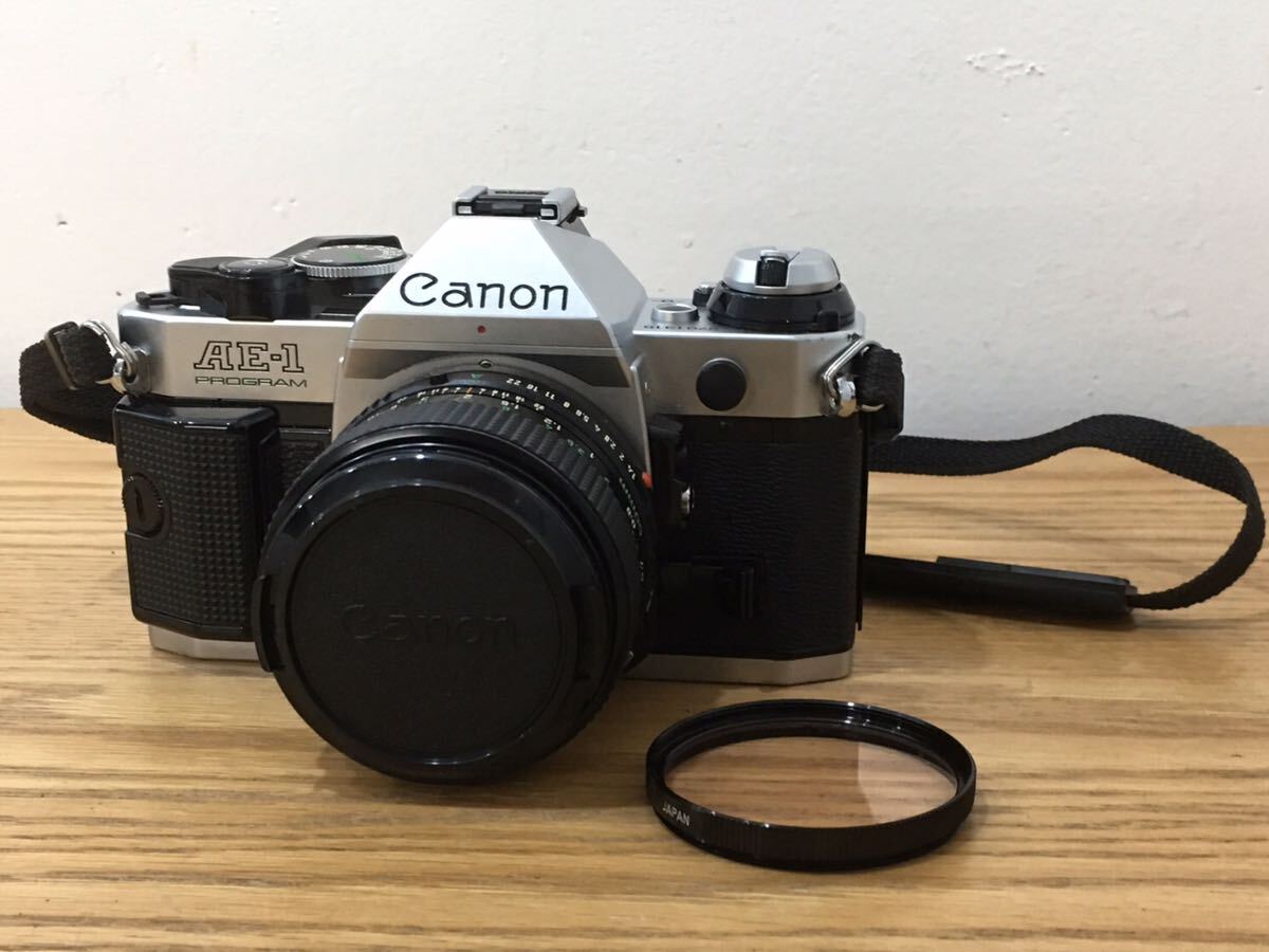 MW0461◆ キャノン Canon AE-1 PROGRAM シルバー キャノンレンズ FD 50mm 1:1.4 フィルムカメラ 一眼レフカメラ 保護フィルター付の画像1