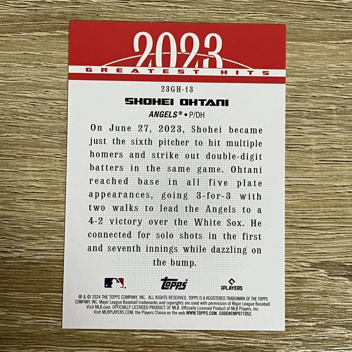 【最新】大谷翔平 Shohei Ohtani 2024 Topps Greatest Hits インサートカードの画像2