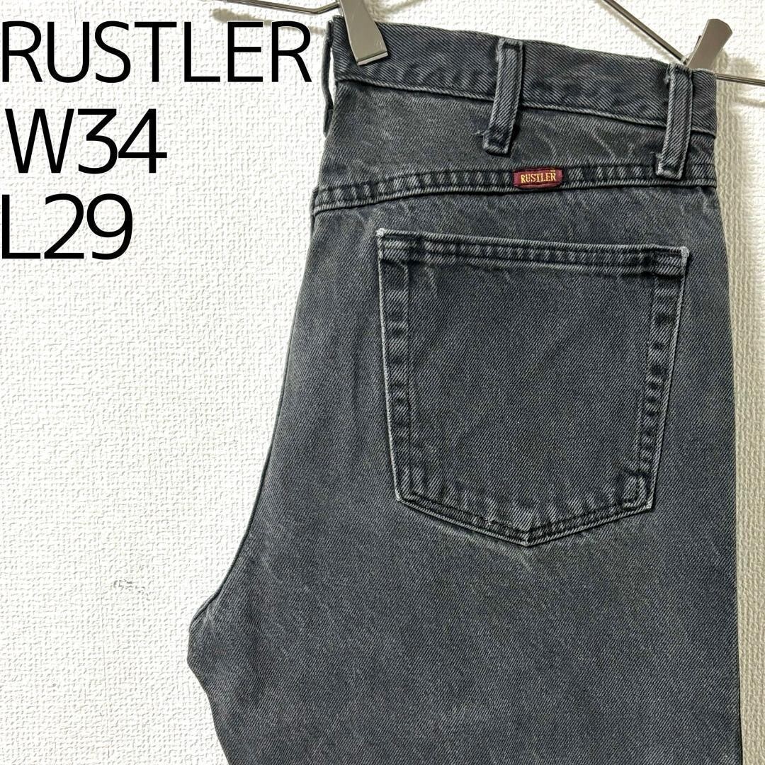 RUSTLER ラスラー W34 ブラックデニム ボトム パンツ 黒 8740_画像1