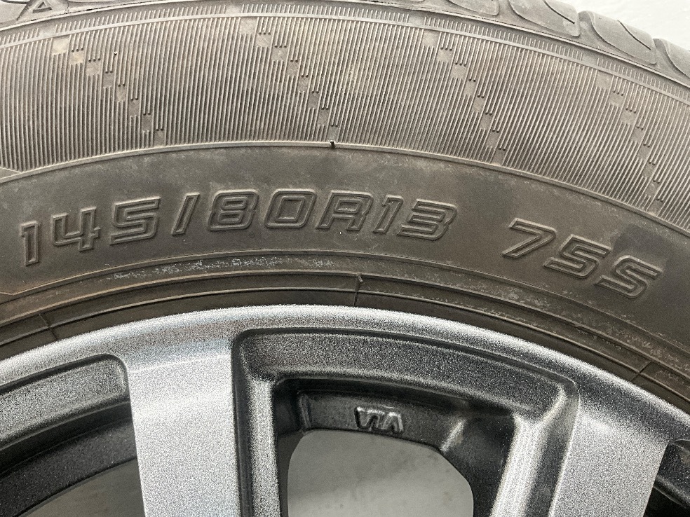 中古タイヤホイールセット 145/80R13 75S 13インチ 13×4B +42 4穴 PCD100 ダンロップ GRASS 夏 サマー N-BOX d691の画像8