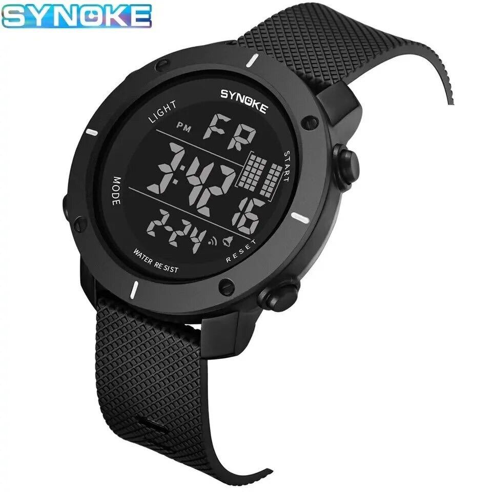 新品 SYNOKEスポーツデジタル 防水 デジタルストップウォッチ メンズ腕時計 9658 ブラックの画像5