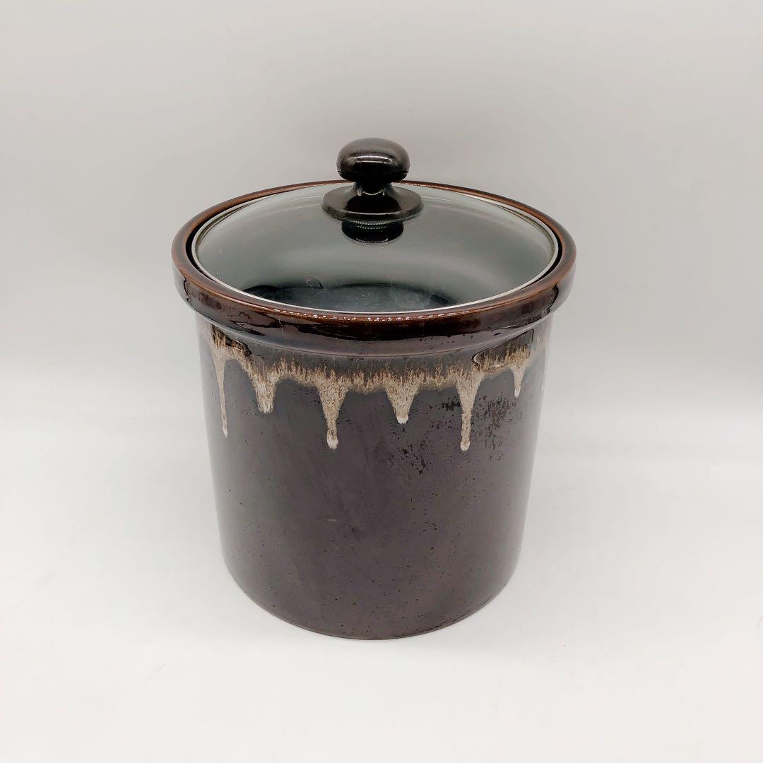 フタ付き鍋 ナベ 陶器 取っ手付きガラス蓋 カレー スープ 調理容器の画像1