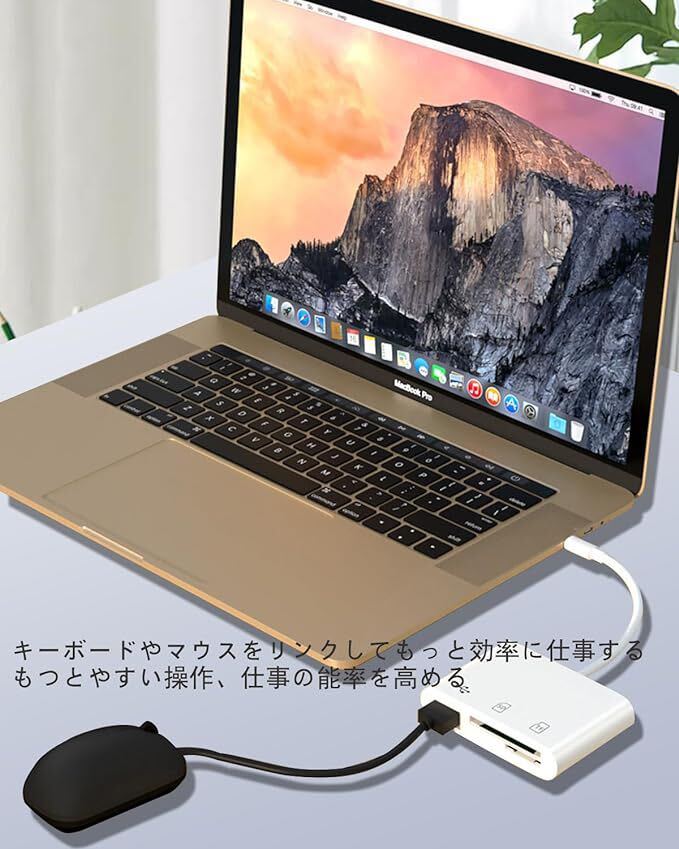 USBタイプC SDカードリーダー 変換アダプター 3in1 ホワイト 白 iPhone iPad MacBook Chromebook Androidスマホ ビデオカメラ 新品の画像5