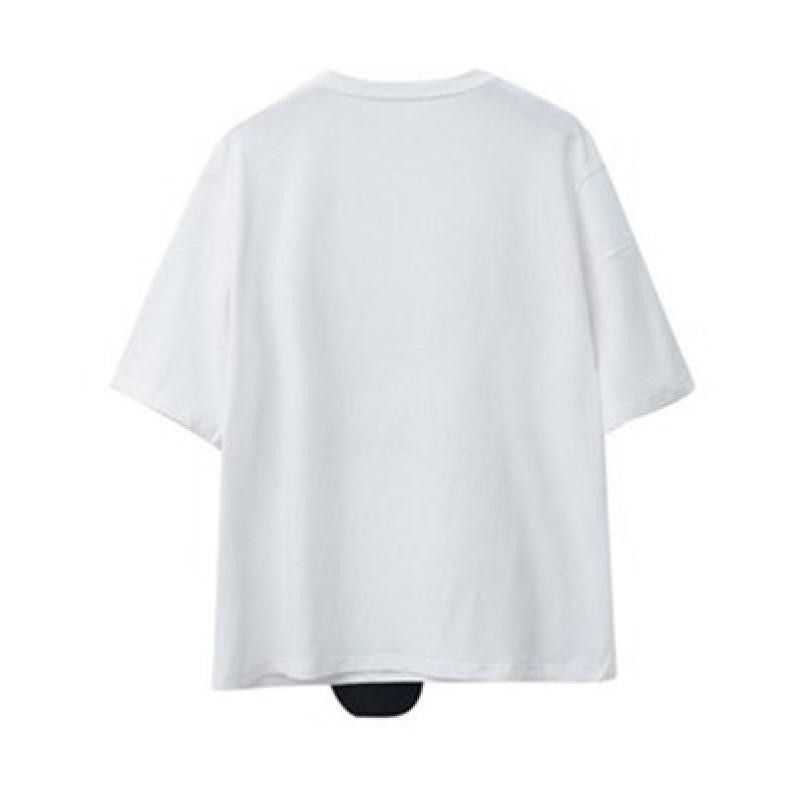 ホワイト XL 半袖Tシャツ パンダTシャツ レディース パンダ柄 ストリート風 カジュアル 半袖 トップス 韓国ファッション