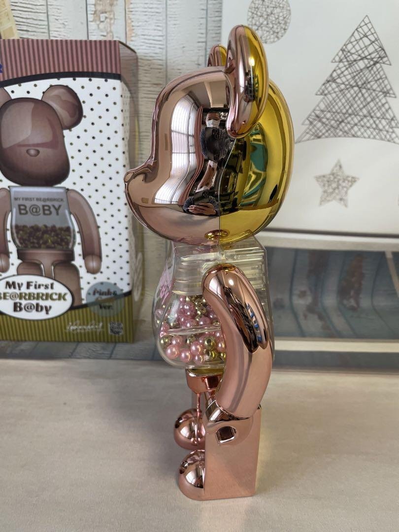 BE@RBRICK MY FIRST B@BY 千秋 Pink＆Gold Ver. メッキ 400％ ベアブリック 中古 GJ 1の画像4