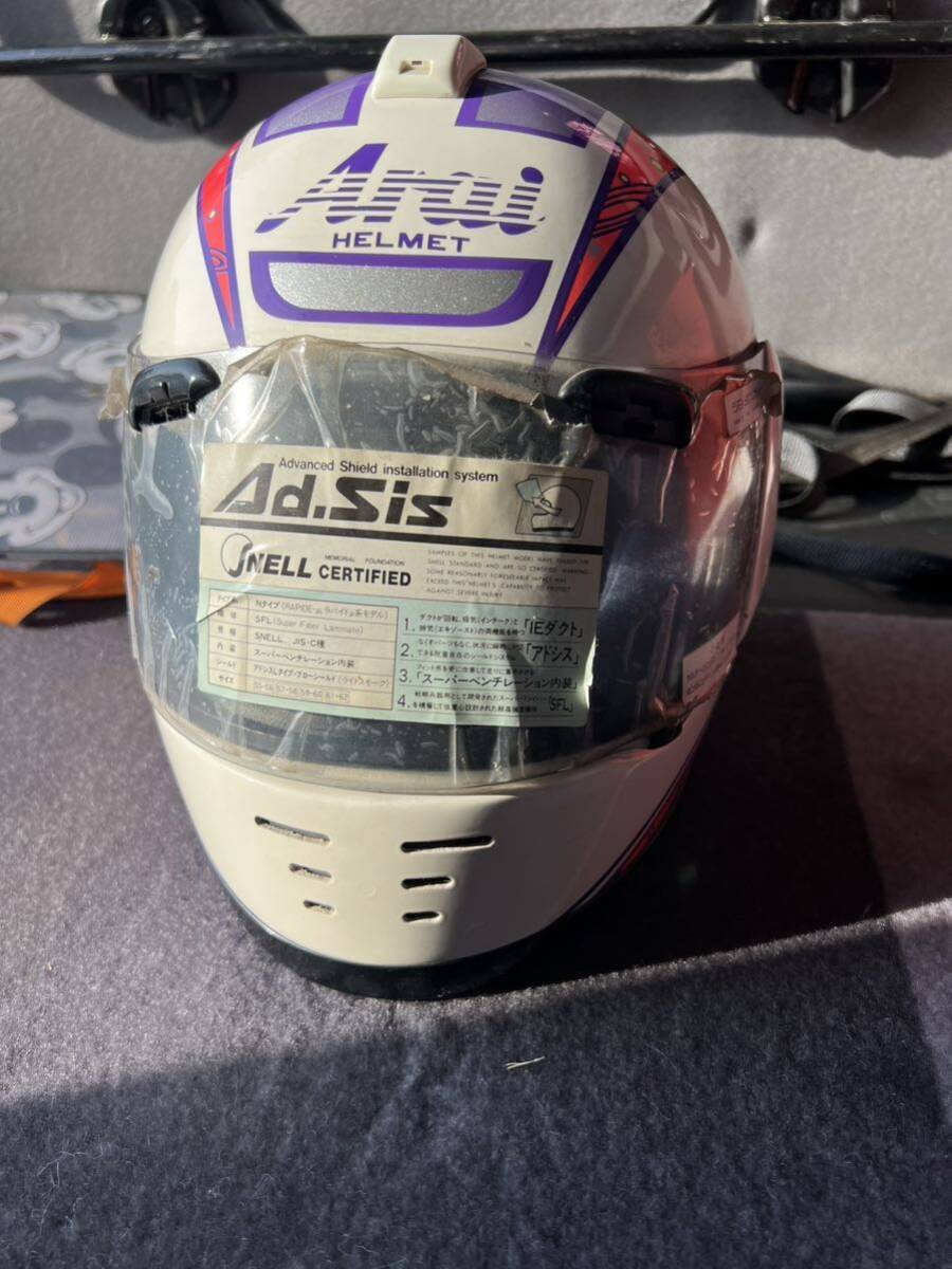 90年代 アライ 走り屋 Arai グラフィックヘルメット アストロ フルフェイスヘルメット 新品未使用 Lサイズ 59-60 古いためジャンクの画像1