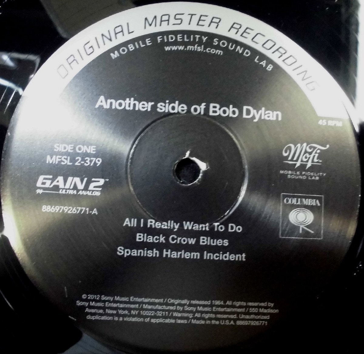 ●US-MFSL,Mobile Fidelity Sound Lab,””Gain 2,Ultra Analog 45rpm,180g Series!! Bob Dylan / Another Side Of Bob Dylan_画像4
