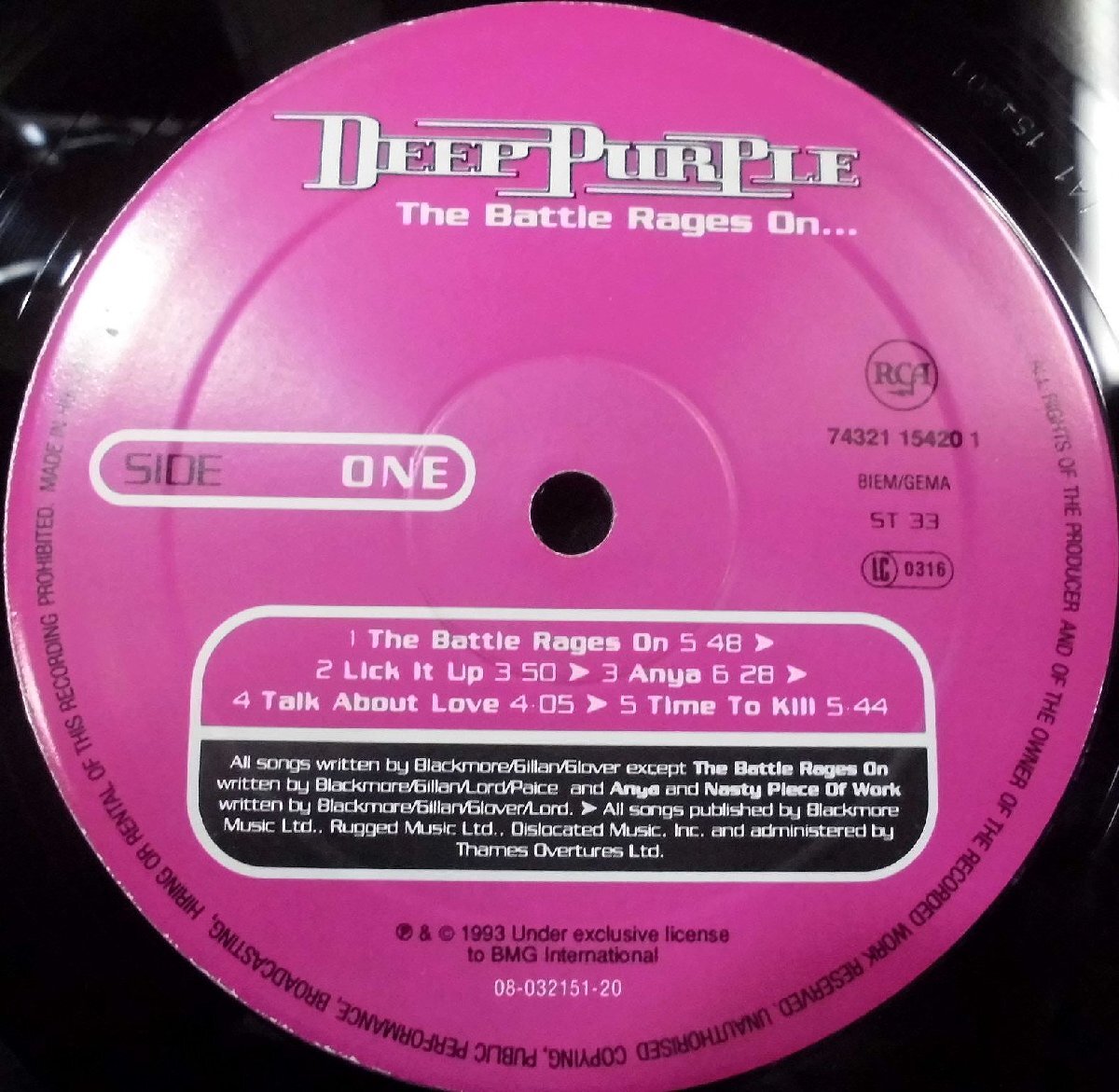 ●EU-RCA,BMGオリジナル””’93希少アナログ!!”” Deep Purple / The Battle Rages On..._画像7