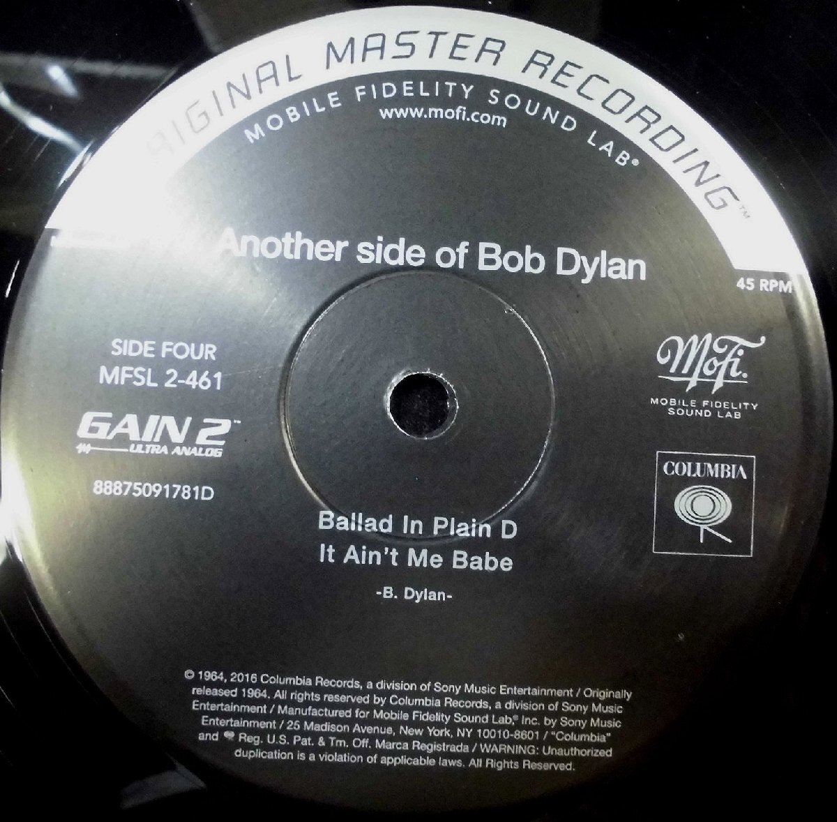 US-MFSL,Mobile Fidelity Sound Lab,~~Gain 2,Ultra Analog 45rpm,180g ~~mono~~ Series!! Bob Dylan / Another Side Of Bob Dylan