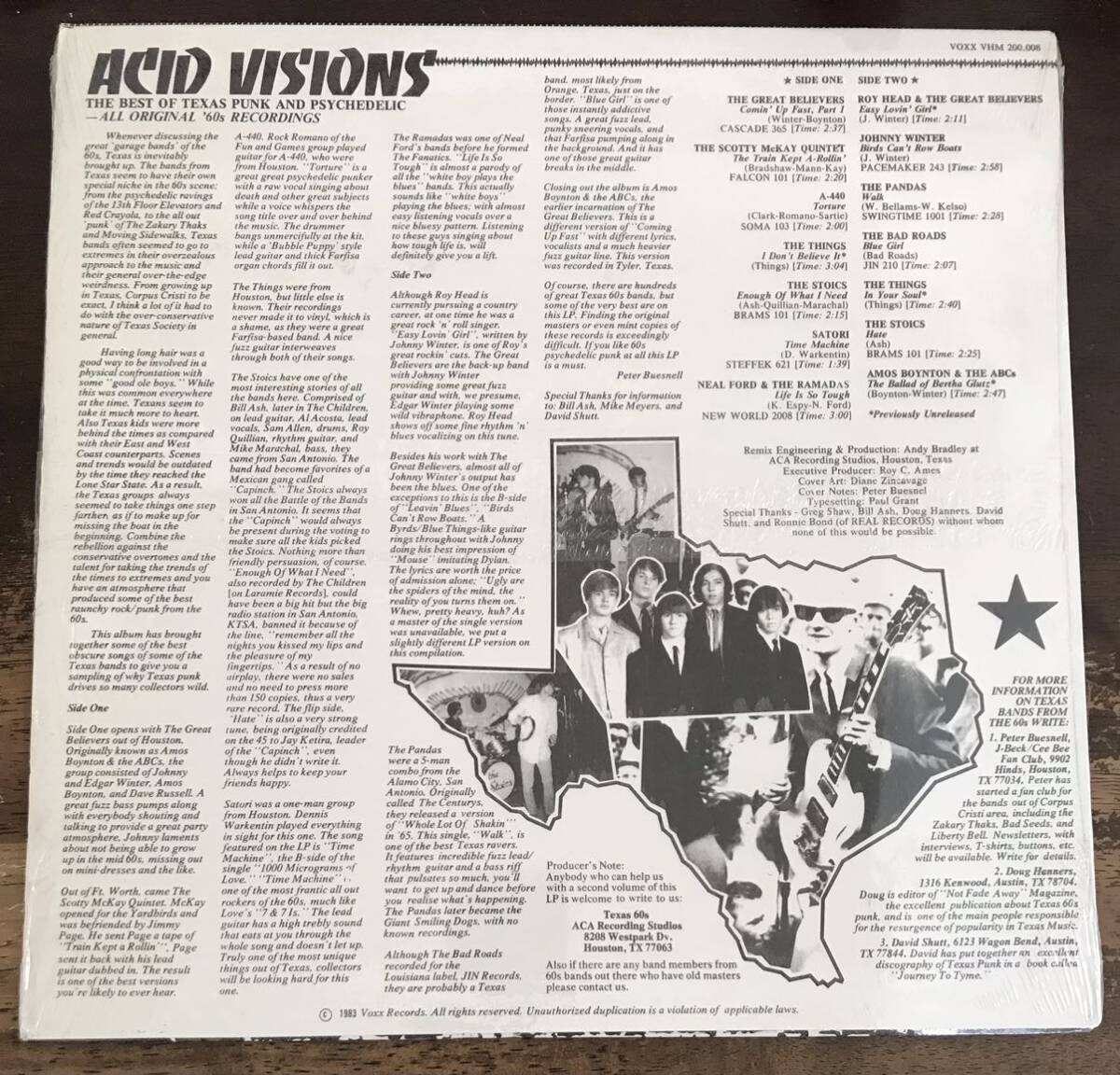 ■ACID VISIONS ■アシッドヴィジョンズ ■V.A. / The Best Of Texas Punk And Psychedelic / 1LP / 1983 Voxx Records / Shrink / Texas_画像2