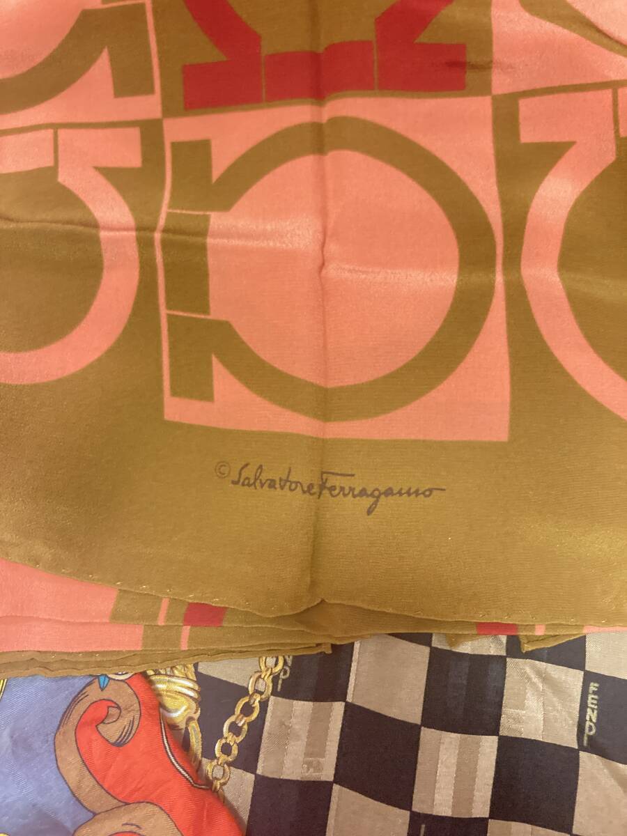  Fendi Givenchy Ferragamo joru geo Armani scarf stole handkerchie clothing accessories summarize large size brand silk red 