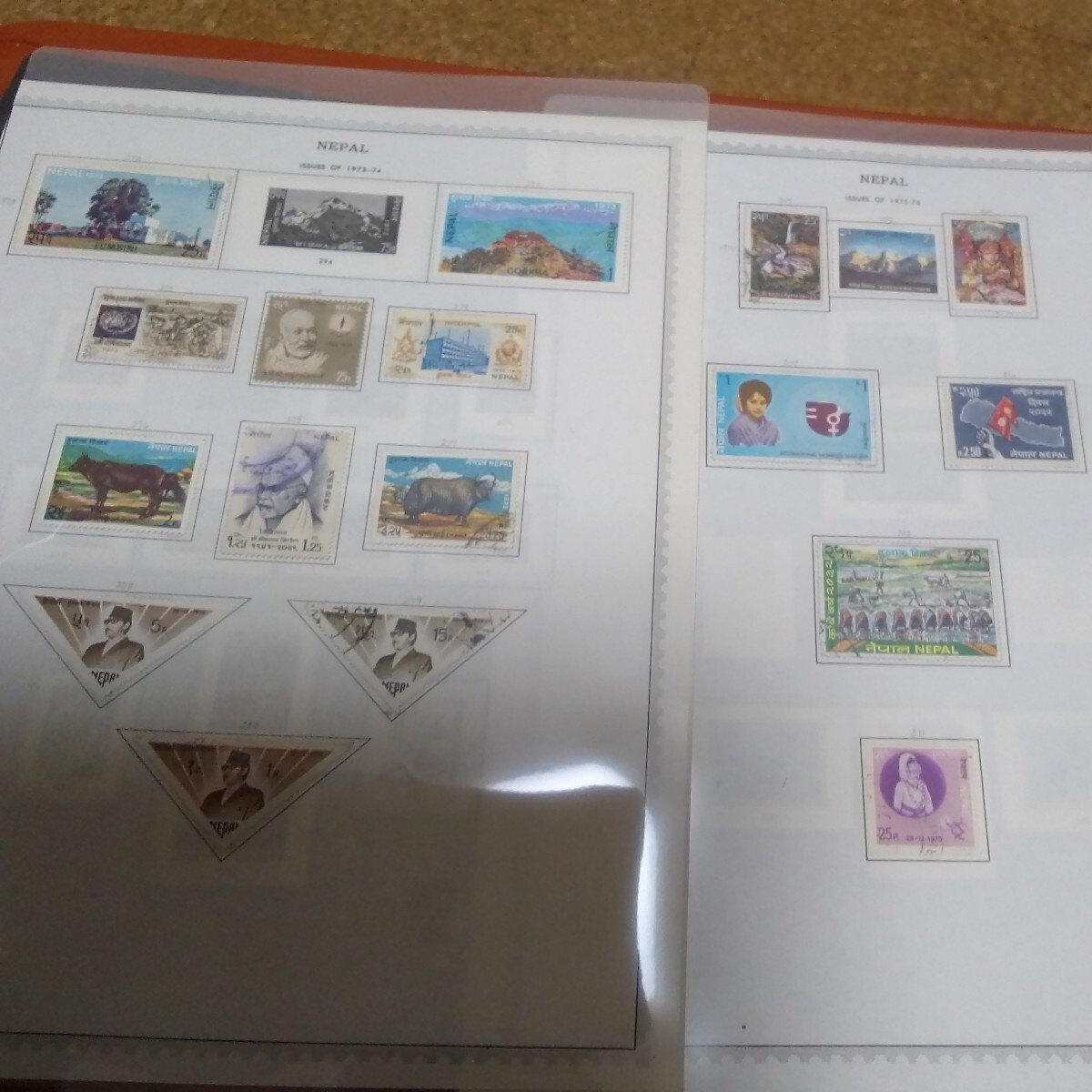ネパ―ル　1973/83 発行記念通常切手 リ―フ貼りコレクション、#2 殆ど使用済み、状態良好_画像2