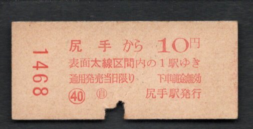 赤字印刷地図式乗車券（尻手駅）１０円２等_画像2