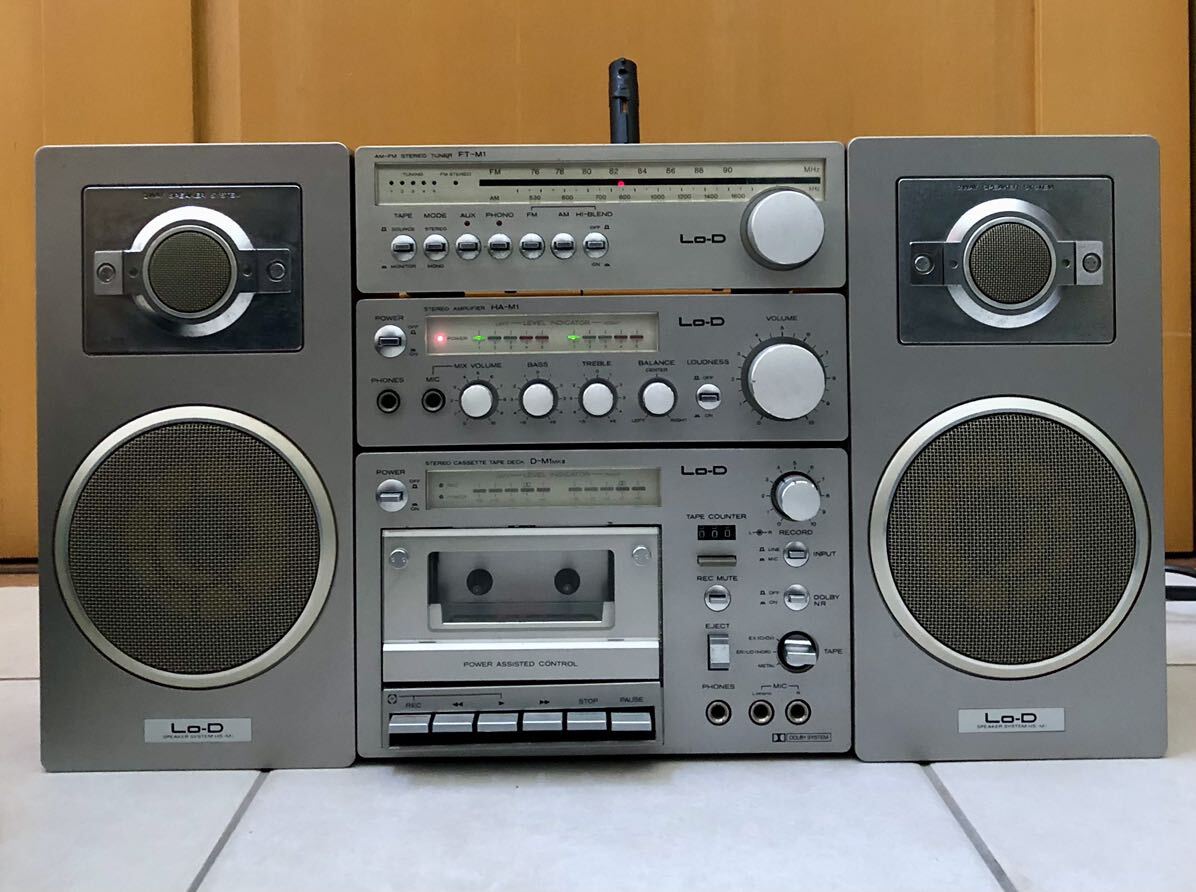 HITACHI Lo-D low ti mini component FT-M1 HA-M1 D-M1 MKII HS-M1 cassette deck amplifier tuner speaker set Showa Retro 