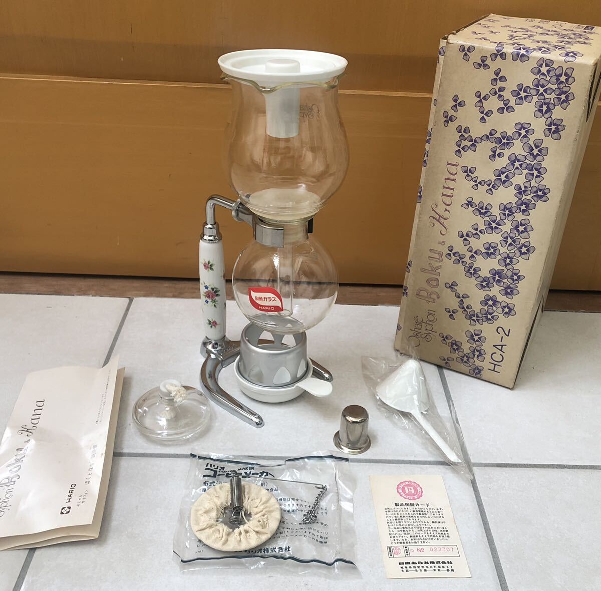  Showa Retro HARIO HARIO coffee siphon HCA-2 flower . floral print .. is . stylish siphon 2 person for box attaching unused goods 