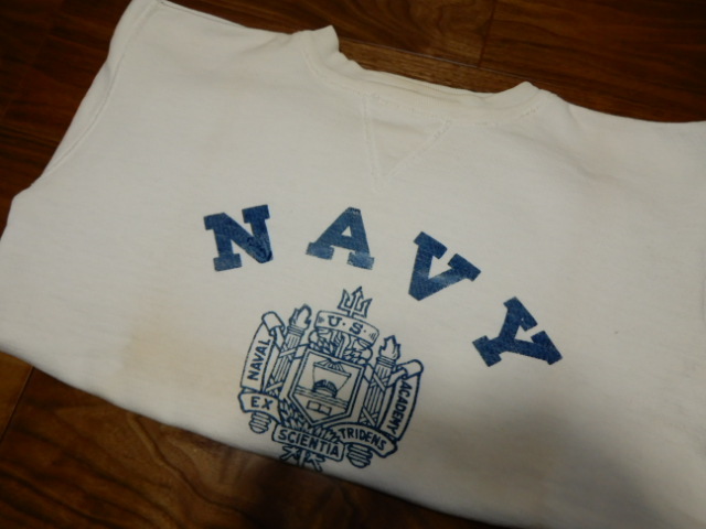 貴重 50's US NAVY 前V はめ込み SWEAT USN フロッキー 筒リブ ビンテージ オリジナル ( リーバイス 506XX 501XX CHAMPION スウェット ARMY_画像7