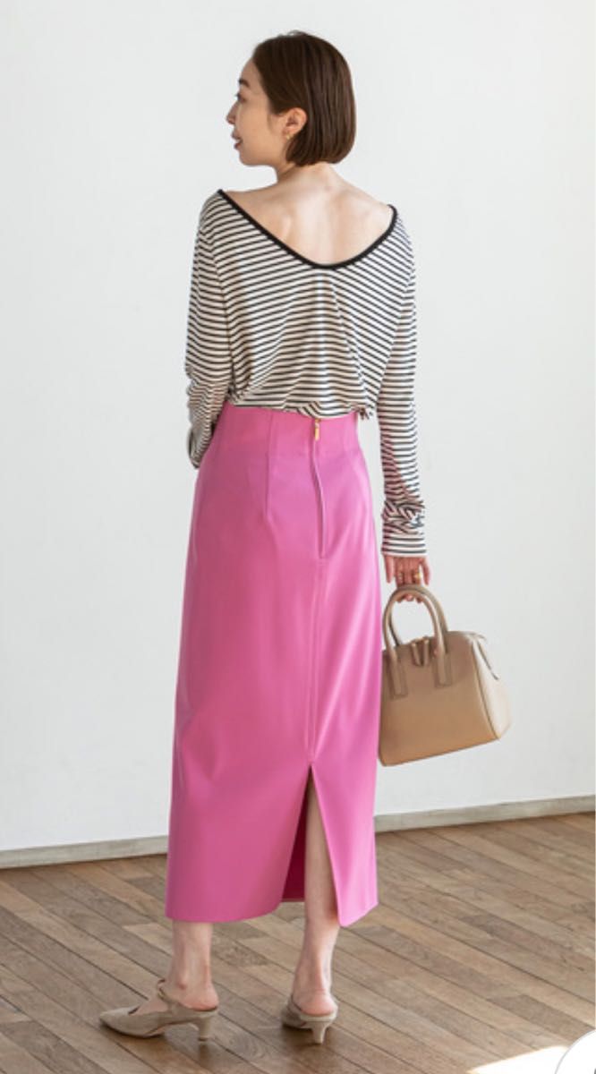 新品タグ付☆NOBLE ジャージーライクカラータイトスカート ピンク　サイズ38