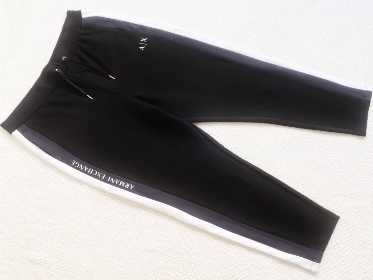  новый товар * Armani * большой размер * черный легкий брюки * порез . вернуть боковой линия * длина Logo * джерси чёрный XXL*ARMANI*250
