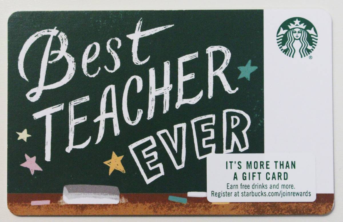 北米USAスターバックスカード2019りんご型カードAppleアメリカ 海外スタバカードBest Teacher Ever For All You Do Thanks 4枚セット_画像5