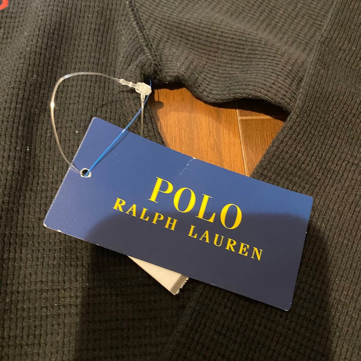 新品未使用　Ralph Lauren サーマルロングTシャツ　ラルフローレン　ワッフル　ロンT メンズ　ブラック カットソー