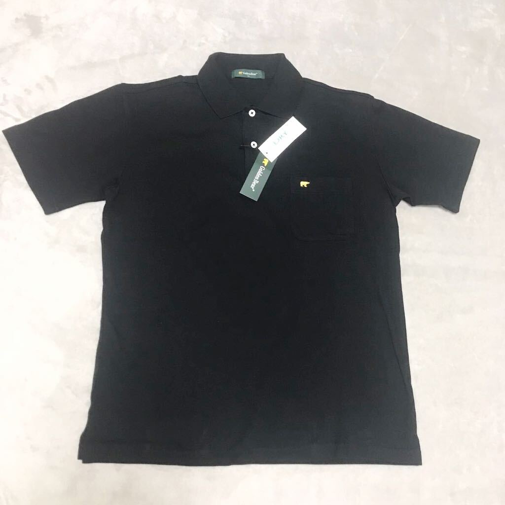 ゴルフ ゴルフウェア Golden Bear ゴールデンベア 半袖ポロシャツ メンズ Mサイズ 黒 新品未使用タグ付き_画像1