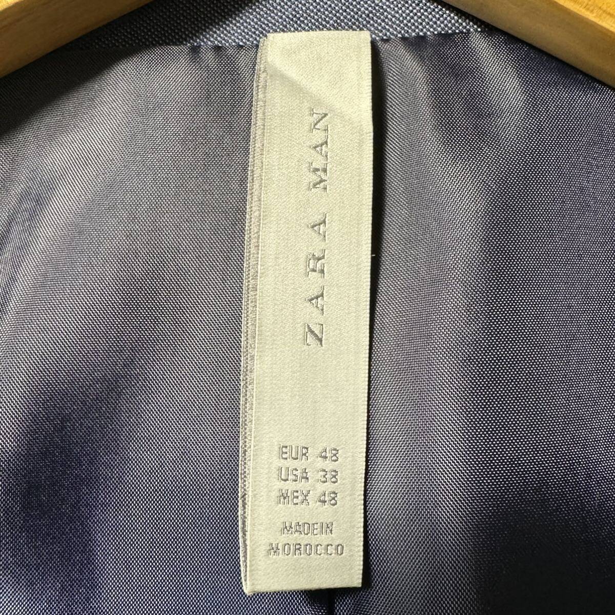 《美品》ZARA MAN ザラマン テーラードジャケット タキシード ネイビー ブルー系 EUR48 L-XL位 美シルエット_画像7