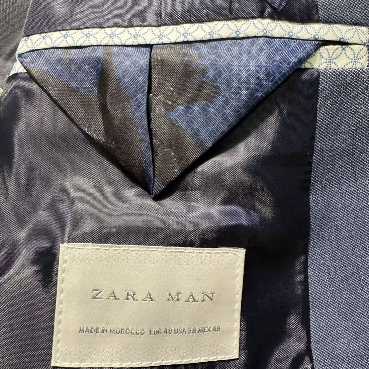《美品》ZARA MAN ザラマン テーラードジャケット タキシード ネイビー ブルー系 EUR48 L-XL位 美シルエット_画像8