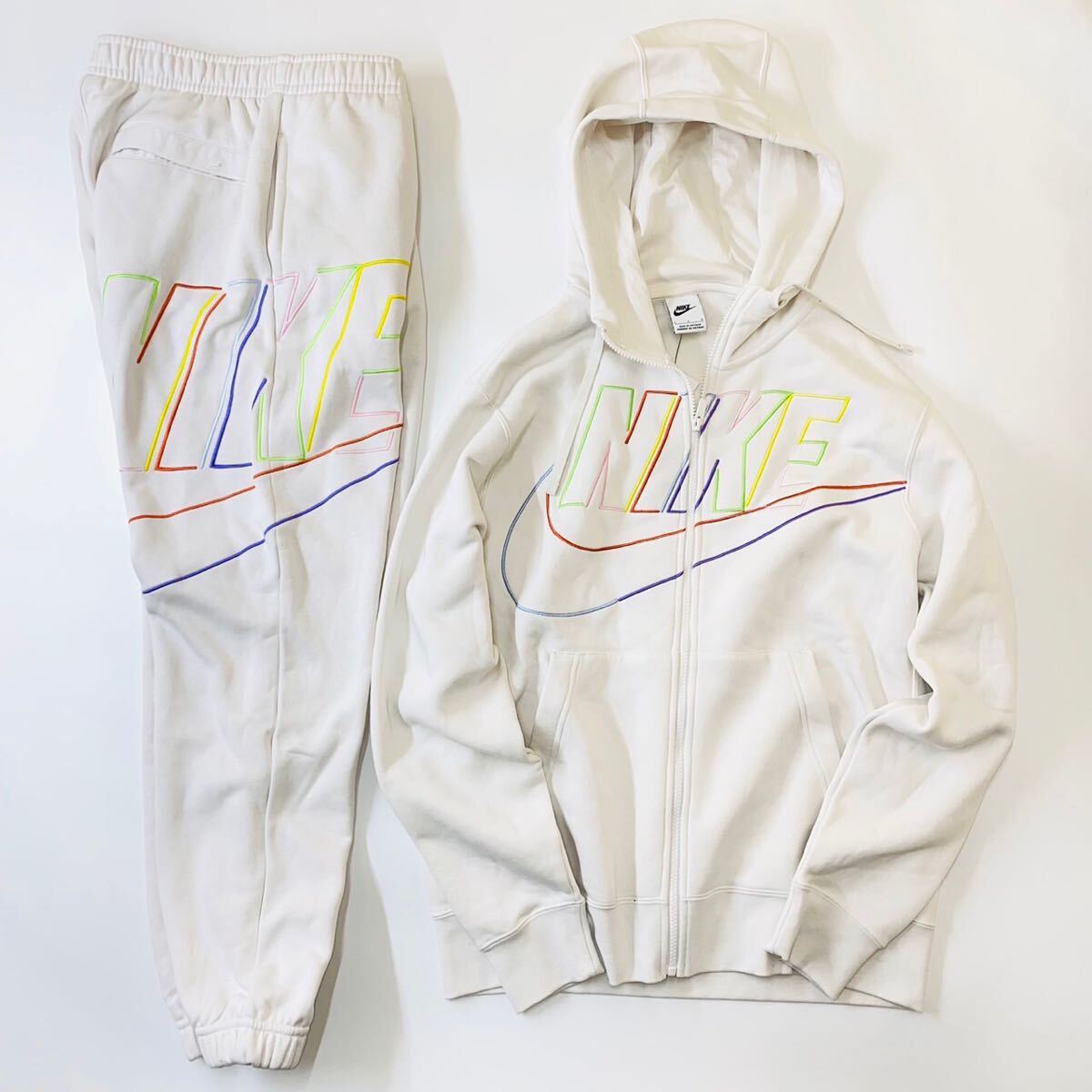 NIKE Nike embroidery Logo Zip Parker & jogger pants DX0536-030 DX0548-030 white L