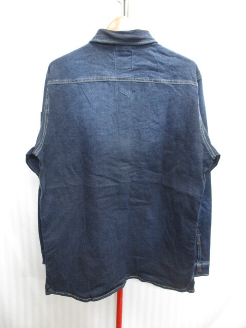 未使用 アイズフロンティア ストレッチデニムシャツジャケット メンズLL XL ワークシャツ ワークジャケット インディゴブルゾン04121の画像4