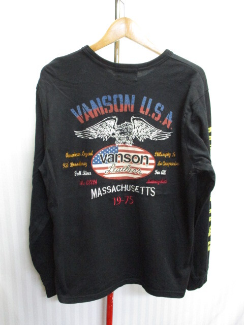 VANSON バンソン 長袖Tシャツ メンズM 黒 ワッペン＆刺繍デザイン長袖カットソー ライダースシャツ ライディングシャツ バイク04233の画像5