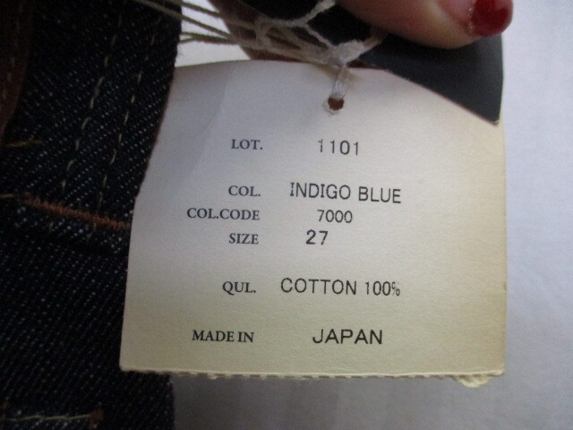  unused Fullcount FULL COUNT jeans W27 LOT 1101 red ear cell biji Denim pants G bread Vintage Denim ji- bread 04053