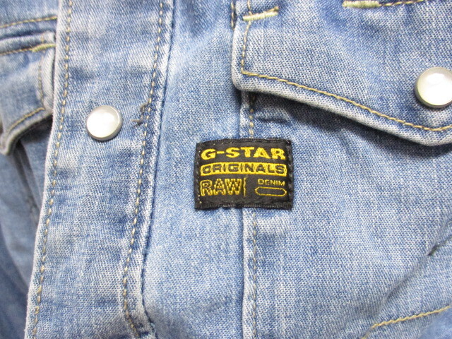 G-STAR RAW　ジースター　デニムウエスタンシャツ　メンズL　シャンブレーシャツ　ダンガリーシャツ　インディゴシャツ 長袖シャツ　04125_画像5