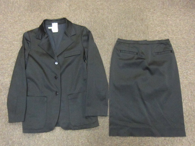  France made Agnes B lady's suit top and bottom setup SIZE 1 40 black lustre series black suit top and bottom jacket & skirt 04139