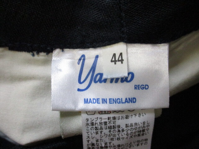 英国製　YARMO　ヤーモ　リネンパンツ　メンズ44　紺　ネイビーパンツ　麻パンツ　スラックスパンツ　サマーパンツ　春夏ズボン　04254_画像3