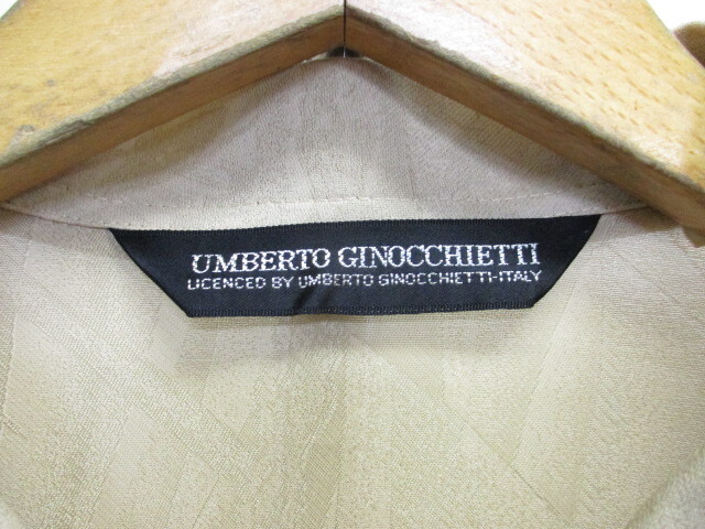 未使用　ウンベルトジノケッティ UMBERTO GINOCCHIETTI　90sヴィンテージ　レーヨンシャツ　メンズ48　ベージュ オーバーサイズシャツ04251_画像3