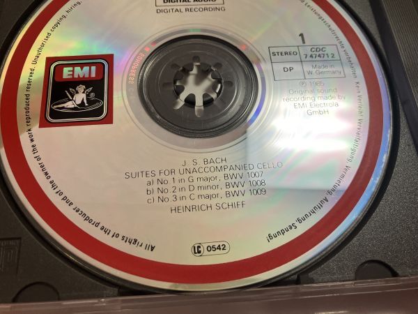 EMI 初期 西独盤 2CD ハインリヒ・シフ Heinrich Schiff バッハ : 無伴奏チェロ組曲 全集 J.S.Bach シフ 希少盤 W.Germany SONOPRESS_画像4