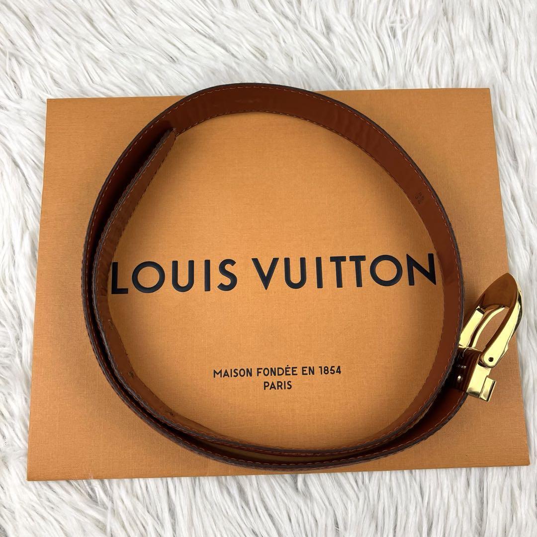 LOUIS VUITTON ルイヴィトン エピ サンチュール ゴールド ベルト ブラウン 茶色 レザー 革 バックル メンズ レディース 兼用 男女兼用の画像4