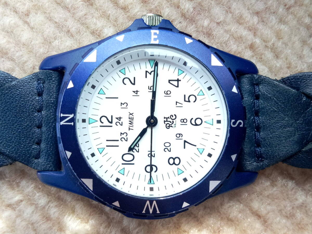 美品 TIMEX Ron Herman タイメックス ロンマーマン コラボ サファリ 腕時計 ネイビーの画像4