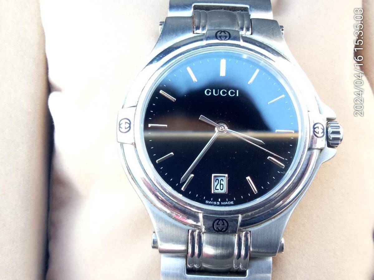 稼働わけあり GUCCI 9040M メンズ腕時計 ブラックの画像2