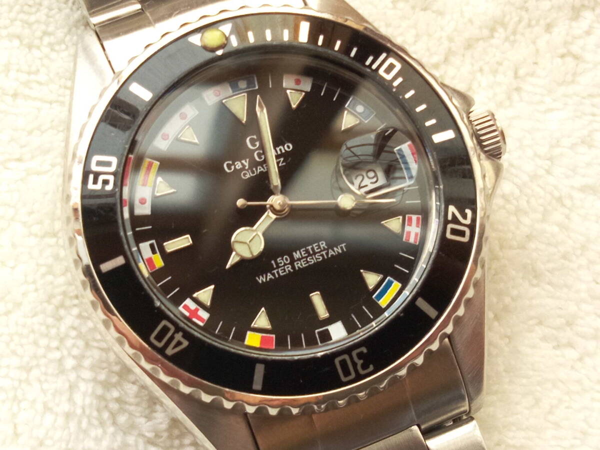 90年代ビンテージ　ゲイジアーノ　サブマリーナ150mダイバー　アドミラルカップ国際信号旗デザイン　ダイバーズ　メンズ腕時計　_画像2