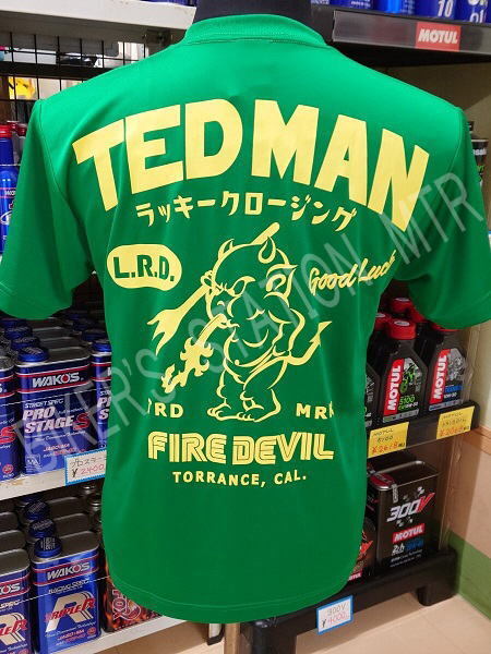 TEDMAN テッドマン Tシャツ ドライTシャツ TDRY-1800 バイクTシャツ シルキードライTシャツ エフ商会 グリーン XLサイズ_画像1