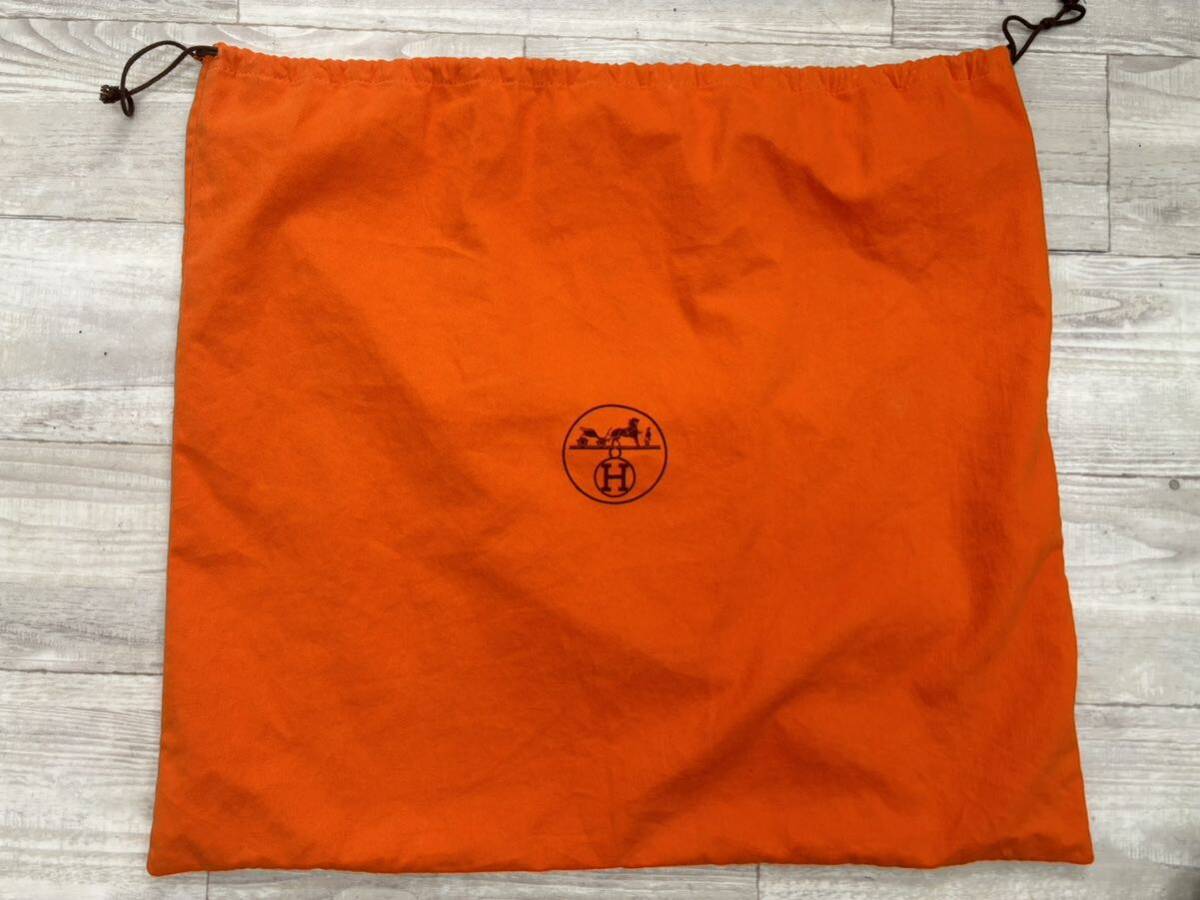 エルメス HERMES 布袋 保存袋 巾着袋 オレンジ 巾着 旧型 バッグ用 特大 美品 57cm×57cm ガーデンパーティ バーキン ケリー_画像1